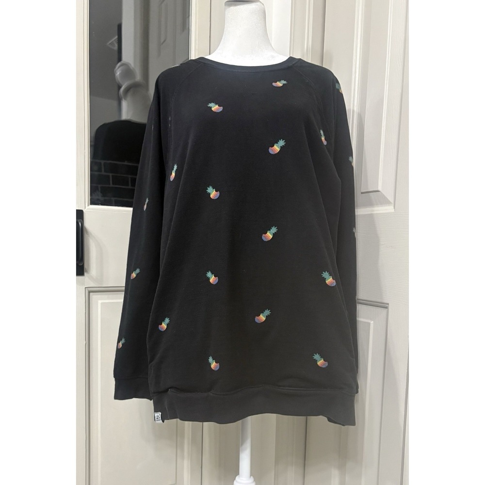 Akomplice Think Different Sweatshirt Size Medium Pockets 100% Cotton Pineapples